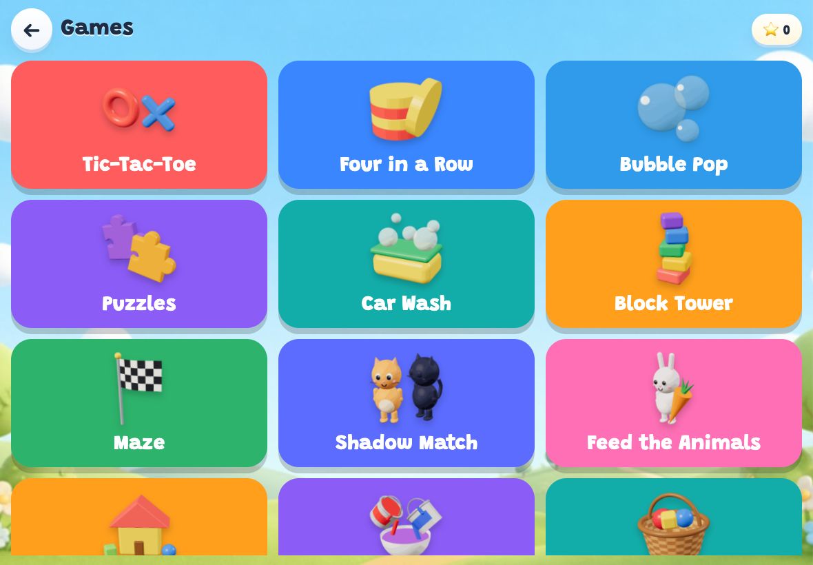 Screenshot of The Games room in Sprout