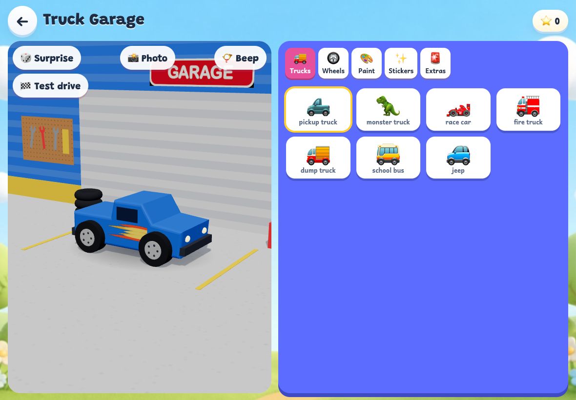 Screenshot of Truck Garage in Sprout